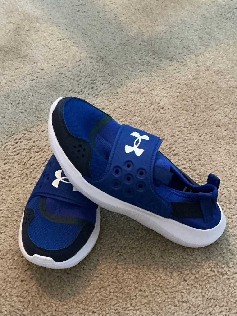 Under Armour  Royal Blue and White Hook-and-Loop Sneakers